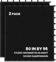 2 Pcs Sound Dampening Blanket 80" x 96", Soundproof Blanket with 16 Metal Grommets, Sound Blankets for Music Studio-Noise Reduction-Light Blocker, Sound Proof Blankets for Walls&Door, Machine Washable