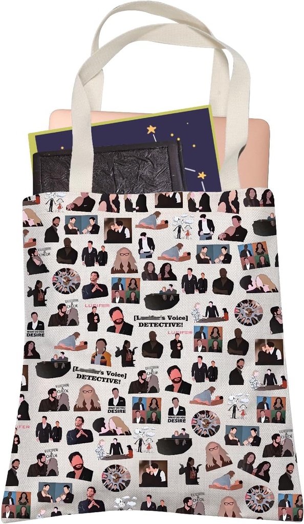 LEVLO Lucifer TV Show Tote Bag Bag Lucifer and Chloe Gift Detective Lucifer Shopping Bag