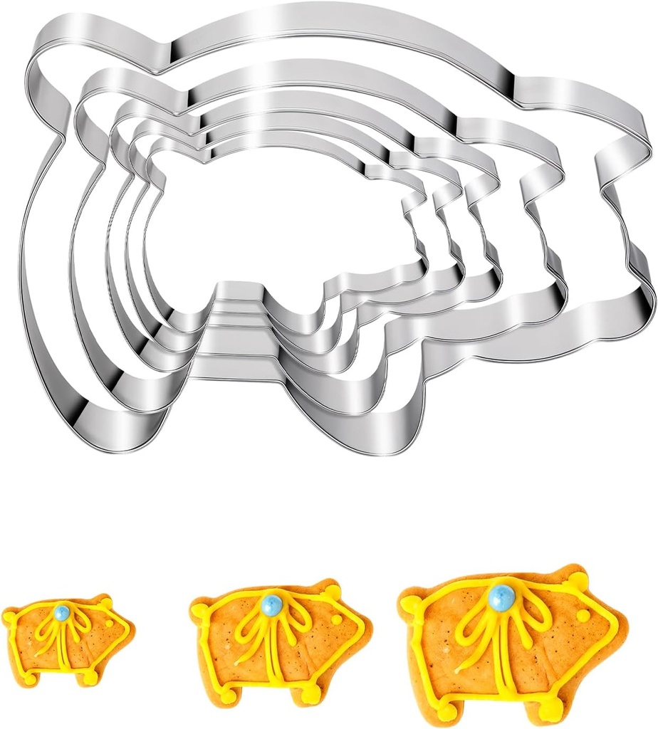 5Pcs Mexican Bread Mold With 5 Sizes Pig Cookie Cutter, Stainless Steel Double Sided Mold Stamp Biscuit Cutting Machine for Baking Biscuits Bread Mold(5)