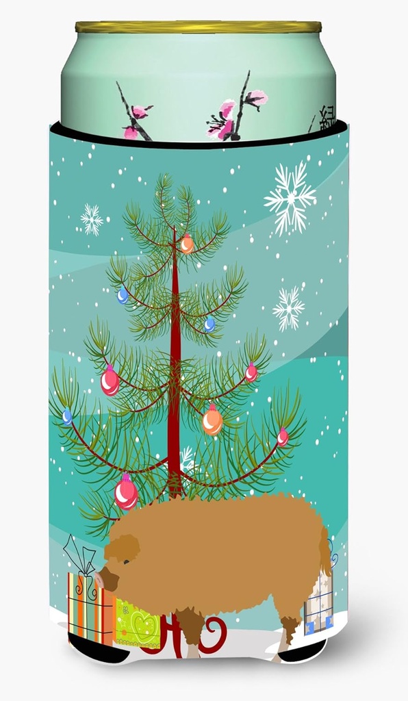 Caroline's Treasures BB9301TBC Hungarian Mangalica Pig Christmas Tall Boy Hugger, Teal Can Cooler Sleeve Hugger Machine Washable Drink Sleeve Hugger Collapsible Insulator Beverage Insulated Holder