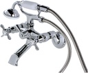 Kingston Brass KS285C ESSEX 3-1/2" to 8-1/2" Adjustable Centers Wall Mount Clawfoot Tub Filler with Hand Shower, 7" Spout Reach, Polished Chrome