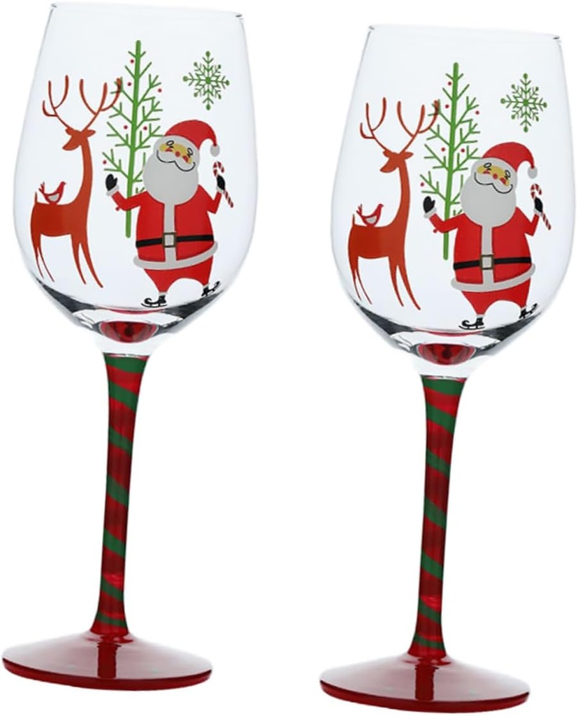2pcs Santa Crystal Wine Goblets Christmas Party Supplies for Holiday Celebrations Eye-catching Stemware for Wine Beverages Safe Material for Ages