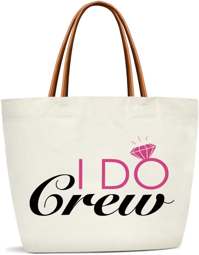 I Do Crew Canvas Tote Bags for Women - Reusable Grocery Shoulder Bags for Shopping, Work, Travel, Gym, Beach, Wedding Gifts