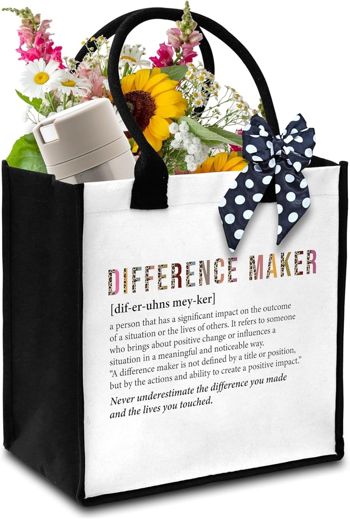 Office Tote Bags For Women, Inspirational Gift For Women Mother Friends retirees Colleagues Leaders Teachers, Difference Maker Definition Shoulder Bag For Work Shopping Study Travel Holiday, a17