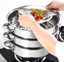 steamer food 3 Tier Steamer Pot,Stainless Steel Steamer Cooker,Kitchen Cooker Steam Pot Set Steamer Pot Steaming Cookware+Glass Lid