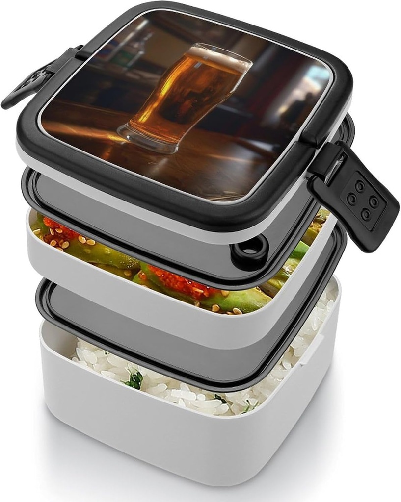 Bento Box Adult Lunch Box Lunchable Food Container with Utensil A Cup of Beer Lunchbox Leak-Proof Lunch Containers Double Layer Bento Box for Dining Out Work Picnics Travel