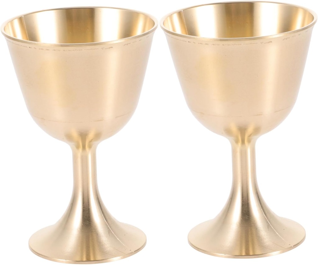 2Pcs Copper Cups Decorative Sacrifice Goblet for Worship Offering Design for Home Use and Ceremonial Purposes High