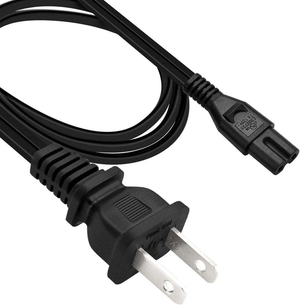 Aotto Electric Lunch Box 110V Wall Plug Flat Angle Power Cable Replacement for 3-in-1 Portable Food Warmer Heated Lunch Box, Black