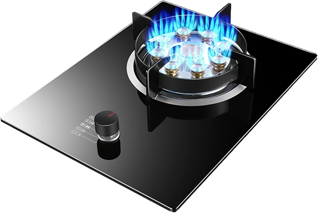 Portable Gas Stove, 7.0KW 9-Cavity Timed High Flame, Black Tempered Glass Cast Iron Pot Rack, Suitable for Home Kitchens, with Flameout Protection (Size : LPG)