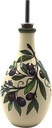 Italian Ceramic Olive Oil Dispenser Bottle for Kitchen 17 Oz, Cooking Cruet Hand Painted With Brush, Decoration With Olive Branch, Produced by Giotti Ceramiche Made in Italy Tuscany, Handmade Pottery