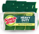 Scotch-Brite Heavy Duty Scrub Sponge, 9 Kitchen Sponges Designed for Tough Messes in the Kitchen that Last 3X Longer*, Best for Cast Iron Skillets and Outdoor Grills, Flexible, Durable, and Strong