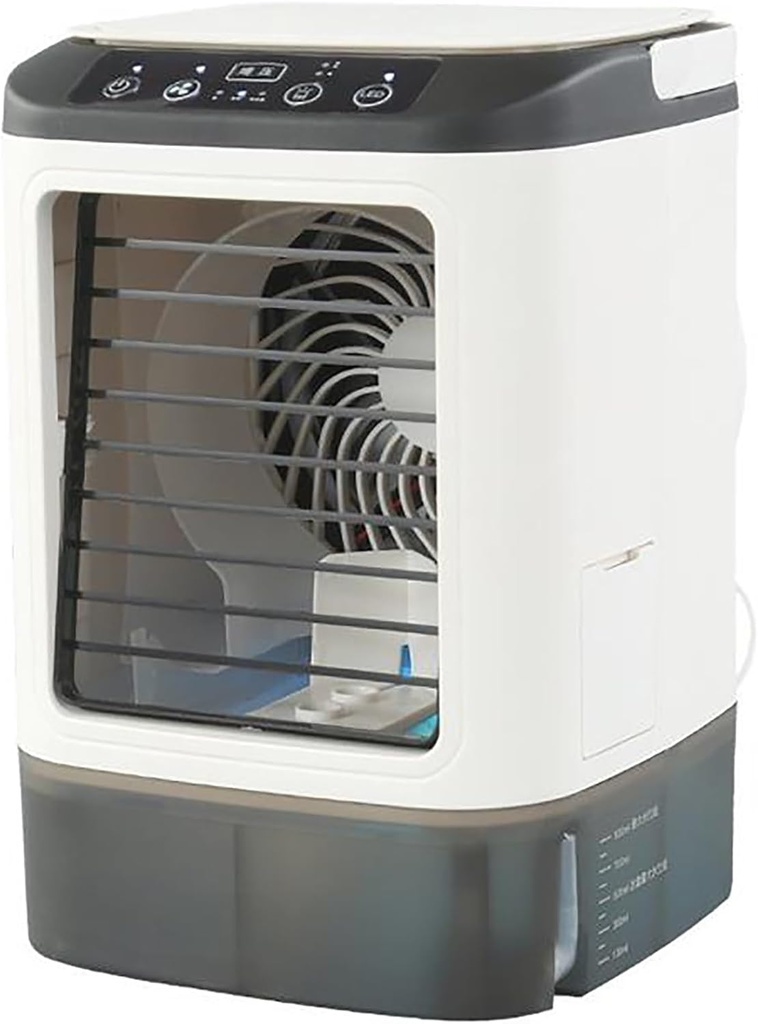 Portable Air Conditioners, Evaporative Air Cooler with 0.24Gal Water Tank, Built-In Ice Box, 3 Wind Speeds, 2-Stage Atomization, 7 Color Light, Swamp Cooler Fan for Room Bedroom Office