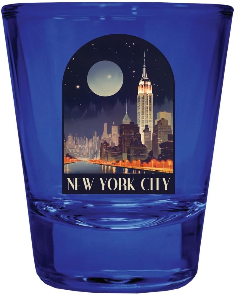 R and R Imports New York City, New York Design C Souvenir Full Color 2oz Shot Glass Blue 2-Pack
