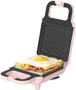 SIMPLUS Electric Sandwich Maker with Non-Stick Plates, Indicator Lights, Cool Touch Handle, Easy to Clean and Store, Perfect for Cooking Breakfast, Grilled Cheese, Tuna Melts and Snacks, Pink