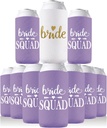 PartyGifts&Beyond Bridesmaid Gifts Can Cooler 10Packs Bachelorette Party Decorations Slim Can Cooler Bride Squad Can Sleeves(light Purple)