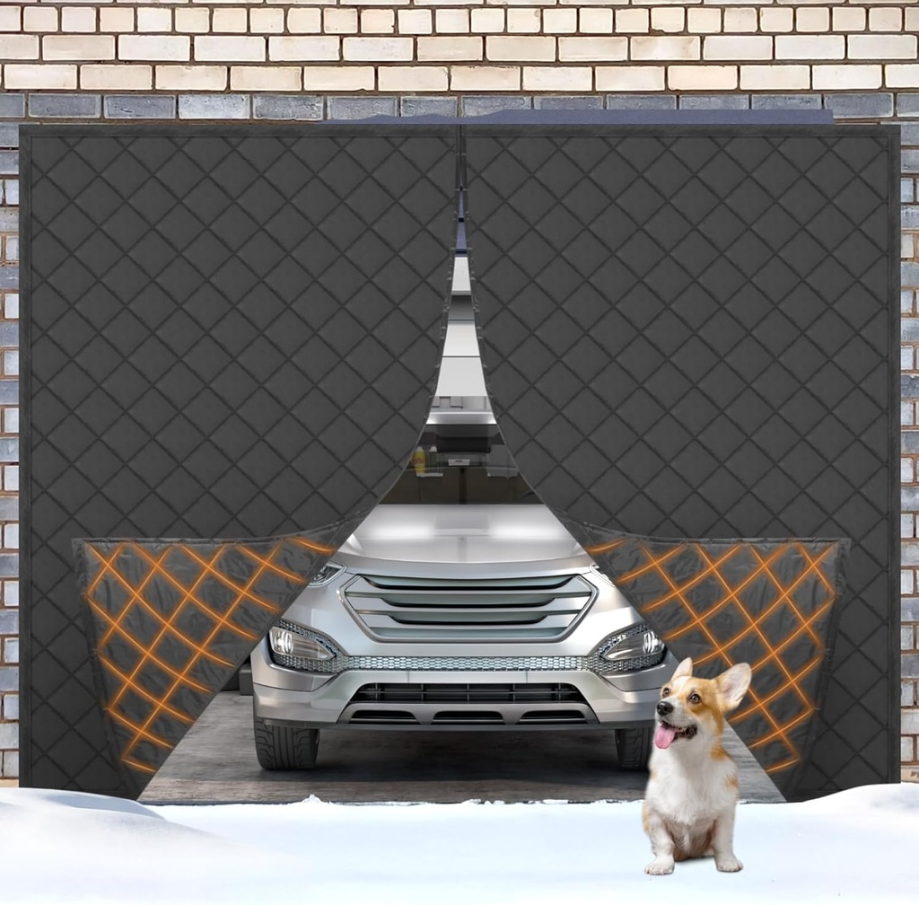 Magnetic Thermal Insulated Garage Door Curtain Insulation Kit 1 Car Garage Door Screen for Winter, 9x7ft Insulated Covers for Insulation Windproof Soundproof