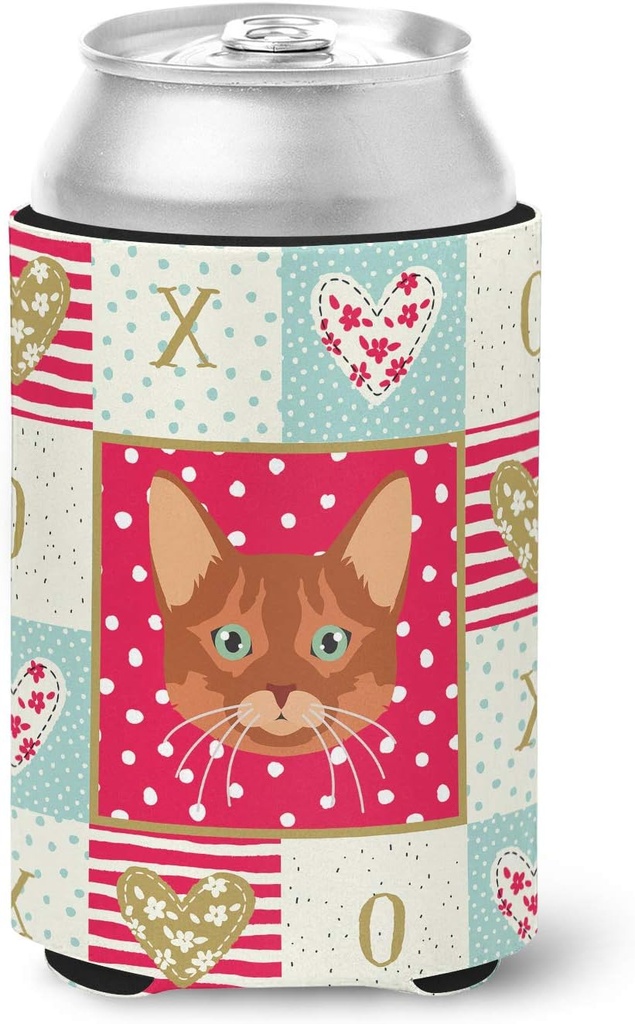 Caroline's Treasures CK5169CC Somali Cat Love Can or Bottle Hugger, Red Cooler Washable Drink Sleeve Collapsible Beverage Insulated Holder, Can Hugger, Multicolor