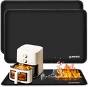 Heat Resistant Mat for Air Fryer Site, Fireproof Silicone Mat for Kitchen Countertop, Non-slip and Waterproof, Countertop Protector (Black, (17.5"X13.5") x2)