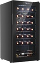 28 Bottle Wine Cooler Refrigerator, Freestanding Compressor Wine Chiller, Beverage Wine Fridge with Digital Temperature Control & Double-layer Glass Door for Red White Wine, Champagne, Beer