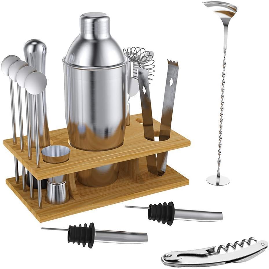 14-Piece Cocktail Shaker Bar Set Stainless Steel Bartender Kit Mixer Drink Bartender BrowserKit Bars Set Tool Accessories Tools (Color : 750ML)