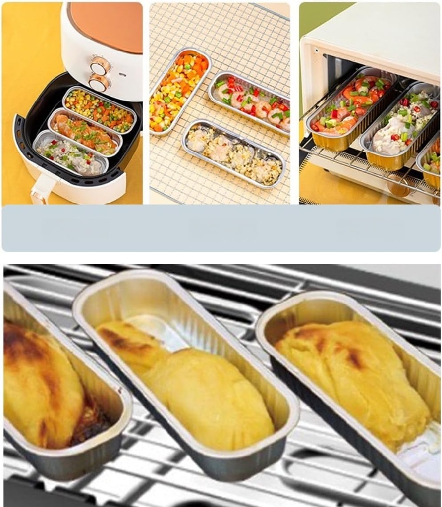 100Pcs Mini Loaf Pans with Transparent Lids, 7oz Packaging Box Can Be Heat Sealed Thickened Aluminum Foil Packaging Box(Light Blue)