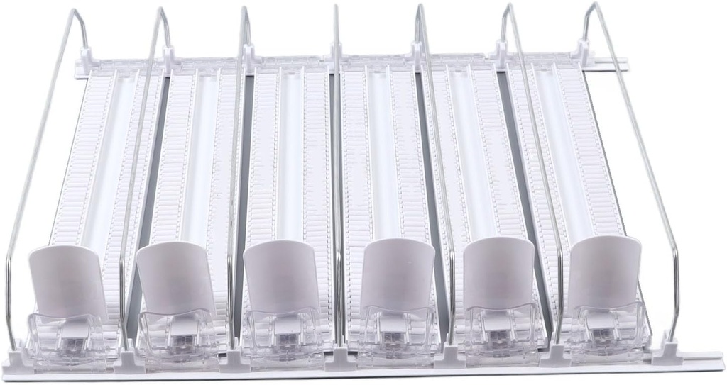 Self Pushing Drink Holder,Width Large Capacity 15in Fridge Drink Dispenser with Automatic Forward Sliding, Spring Loaded Soda Can Drink Organizer for Beer Wine (White), Cryfoktiofdhu5cg9-12