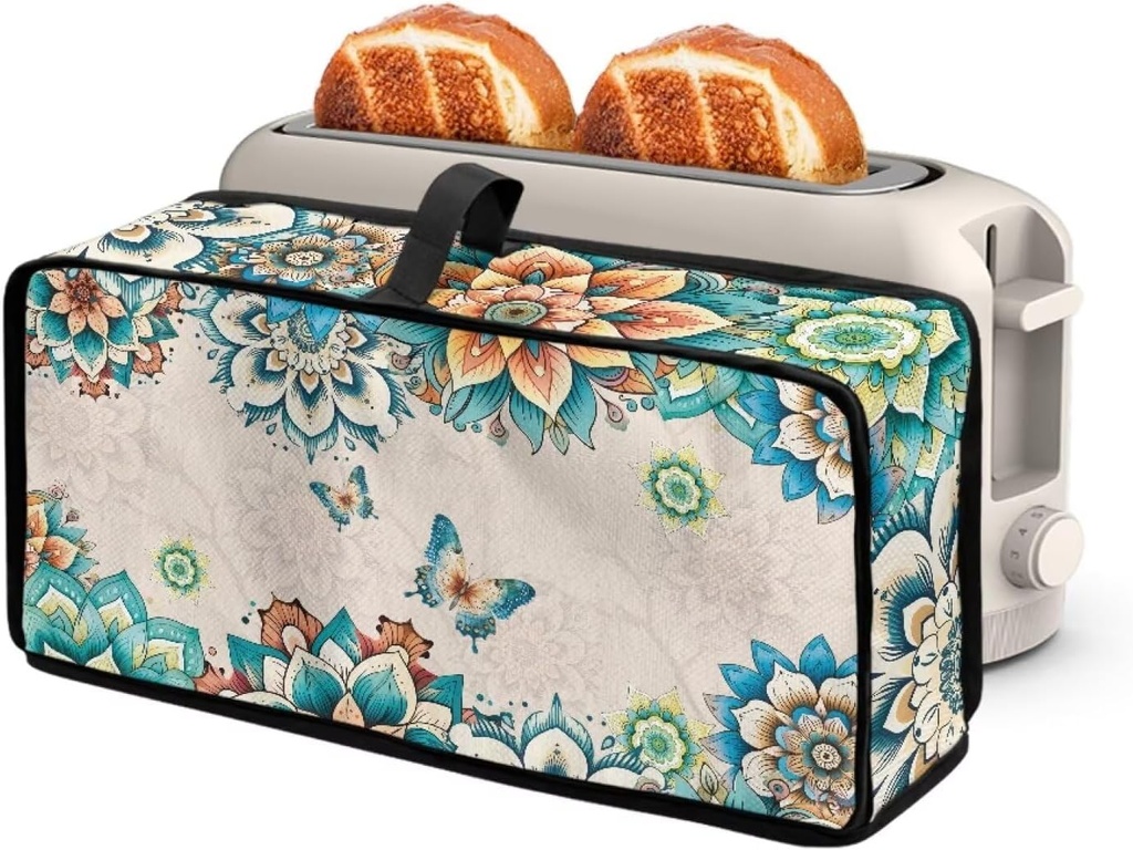 Babrukda Butterfly Mandala 2 Slice Toaster Cover for Kitchen Bread Machine Cover Fits for Most Standard Long Slot Toasters Washable Small Appliance Accessories Trendy Home Decoration