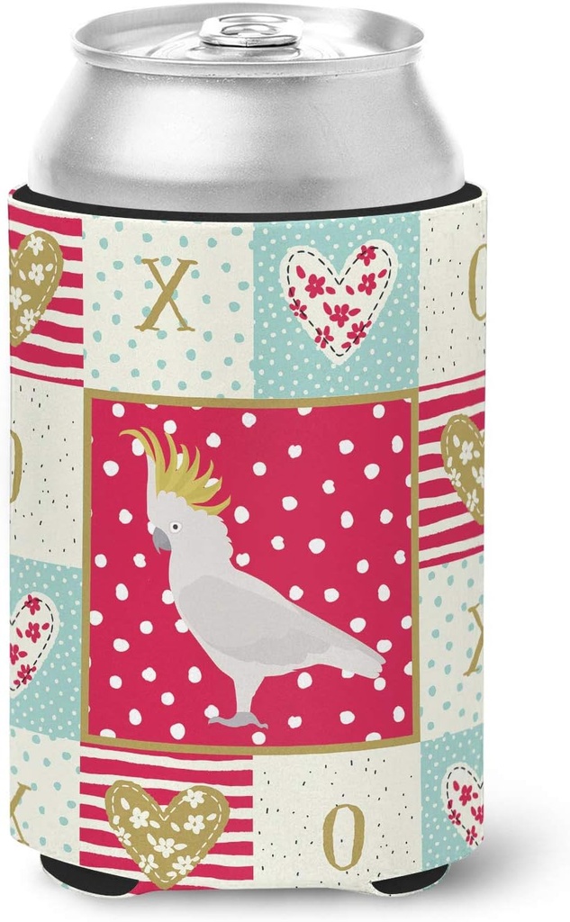 Caroline's Treasures CK5522CC Cockatoo Love Can or Bottle Hugger, Red Cooler Washable Drink Sleeve Collapsible Beverage Insulated Holder, Can Hugger, Multicolor