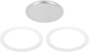 MECCANIXITY Stovetop Espresso Maker Replacement Aluminium Coffee Pot Parts with 1pcs Filter and 2pcs Silicone Gasket Seals 81x71x4mm for 12-Cup Mocha Coffee Maker Pot(Silver)