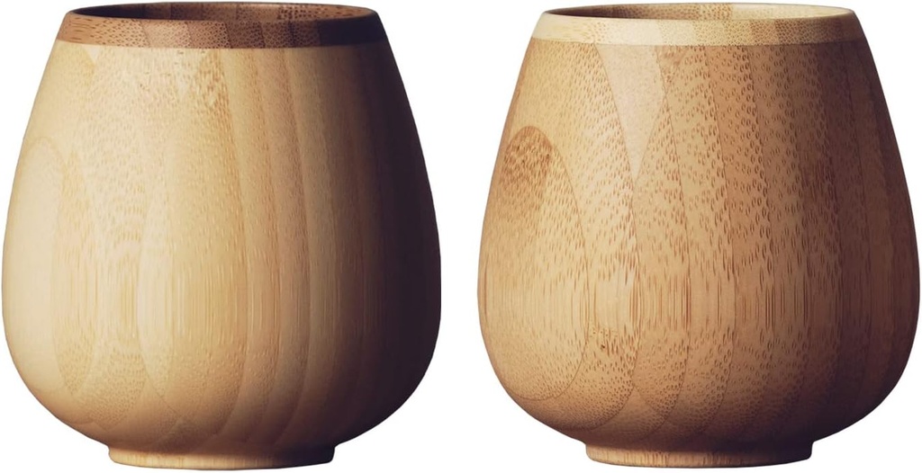 RV-116WB Vessel Glass Rocking, 8.5 fl oz (240 ml), Pair Set, Bamboo, Dishwasher Safe, White/Brown