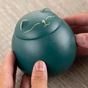 Ceramic Cat Treat Jar with Lid, Decorative Tea Canister, Airtight Cat Cookie Jar for Tea, Candy, or Kitchen Storage