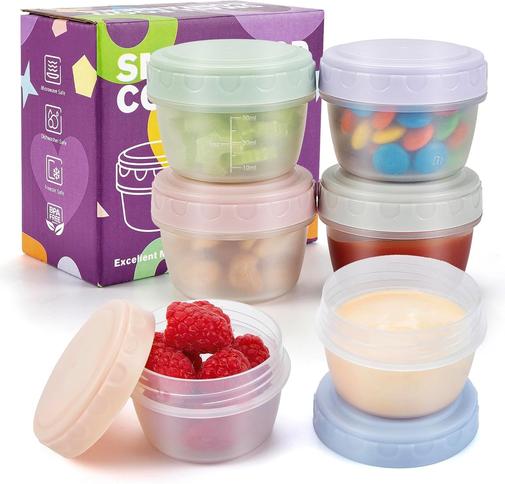 6 Pack Salad Dressing Container to Go 2.7 oz Condiment Containers with Lids Sauce Containers for Lunch Box Reusable Sauce Cups Set for Snack Kitchen Storage Camping Travel (Morandi)