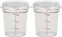 Cambro Food Storage Container with Lid (2 Pack) - Round Series - 4 QT (Quart) - Commercial Grade for Food Prep (Clear)