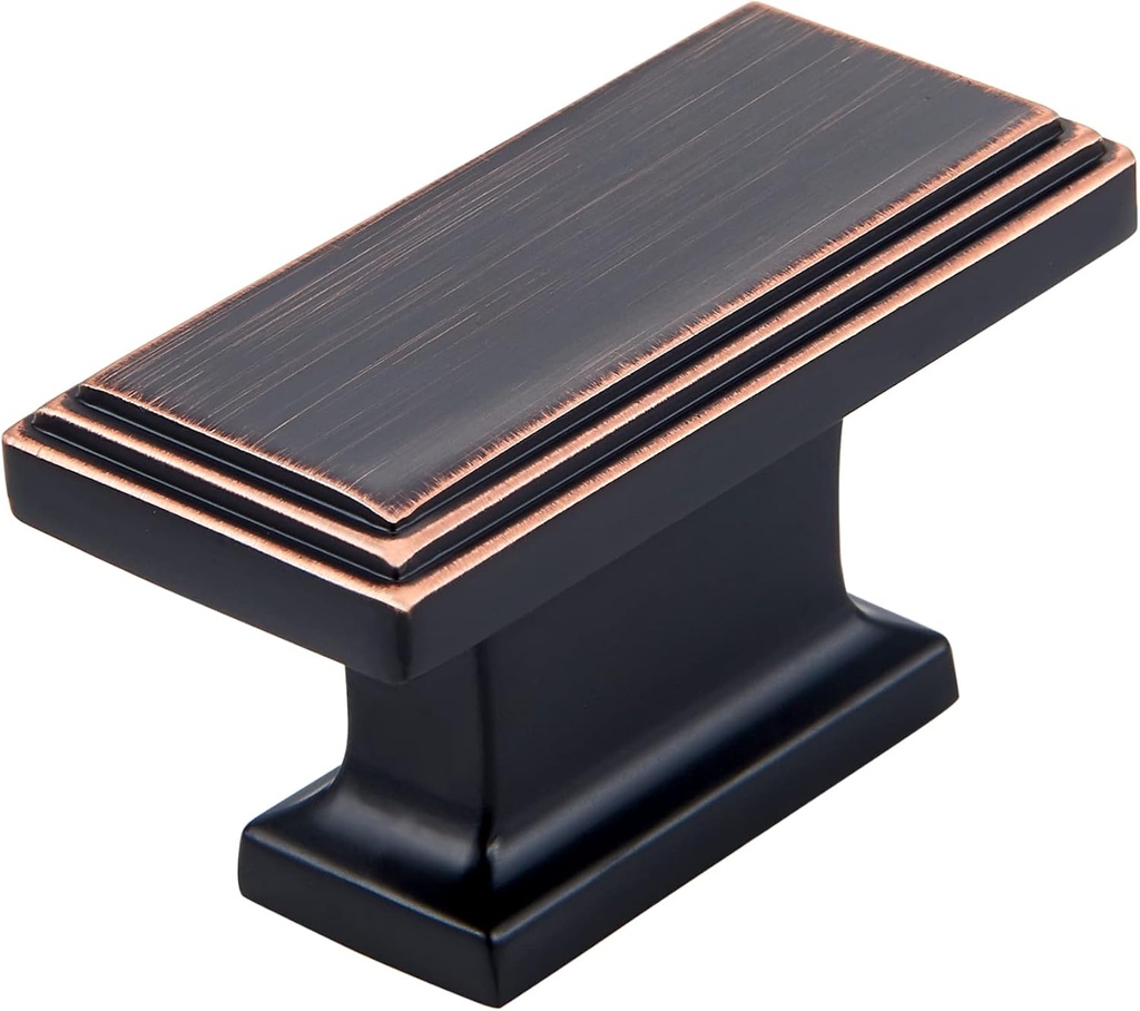 Rectangle Knobs - 10 Pack / 1.8 Inch(45mm), Oil Rubbed Bronze Cabinet Knobs for Furniture, Kitchen, Farmhouse and Bathroom Vanity Hardware