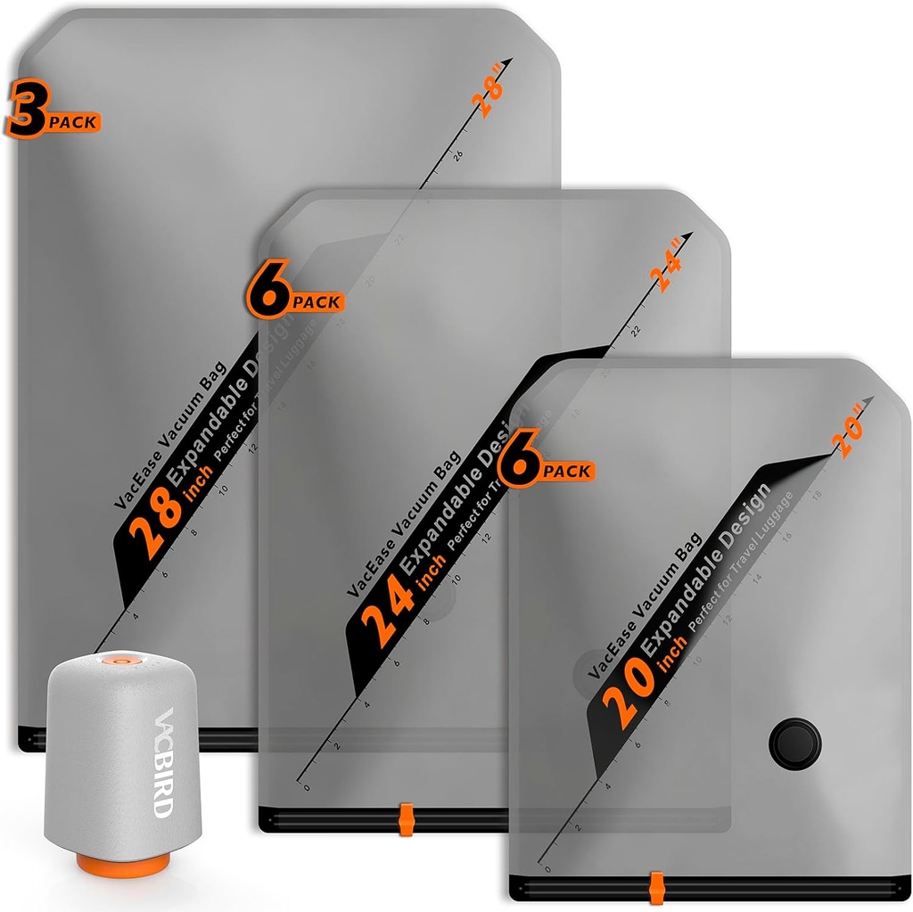 Rechargeable Wireless Pump Travel Storage Bags Set - 15 Pack Portable Space Saver Bags for Travel & Home - Vacuum Compression Packing Seal for Clothes, Blankets, Seasonal Storage