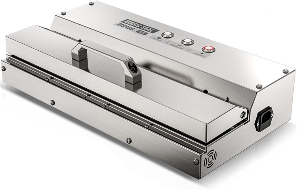 MAGIC SEAL 16'' Commercial Vacuum Sealer - All 304 Stainless Steel Constructed Automatic Vacuum Packaging Machine for Food Storage, 95kPa 400W, Easy-lock Handle, 450 Continuous Seals -MS450