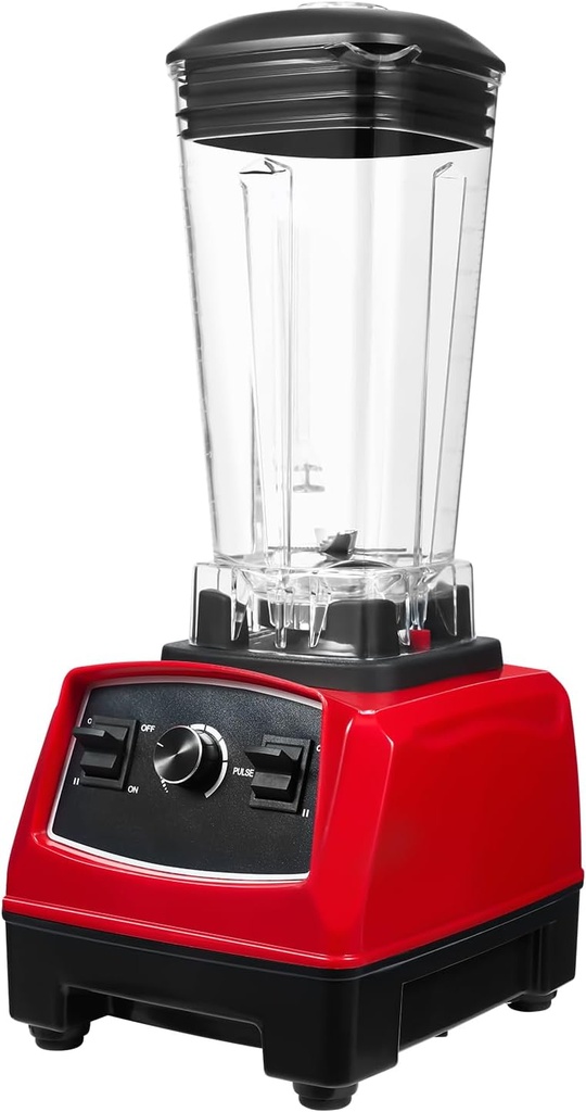 2L Smoothie Maker, 3HP 2200W Commercial Countertop Blender Electric Adjustable Speed Mixer Juicer for Frozen Fruit, Crushing Ice, Veggies, Shakes and Smoothie (Red)