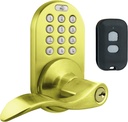 MiLocks XKL-02P Digital Lever Handle Door Lock with Keyless Entry via Remote Control and Keypad Code for Interior Doors, Polished Brass