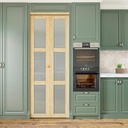 30" x 80" Bifold Closet Door, 3 Panel Tempered Frosted Glass Folding Door Slab, Multifold Interior Door (77.75" High Panels & Hardware & Fascia & Knob) Primed & Paintable, Pine Wood