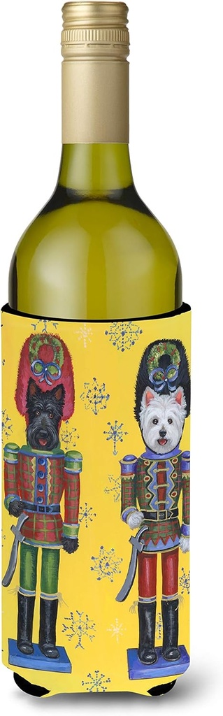 Caroline's Treasures PPP3169LITERK Scottie and Westie Christmas Nutcrackers Wine Bottle Hugger Bottle Cooler Sleeve Hugger Machine Washable Collapsible Insulator Beverage Insulated Holder
