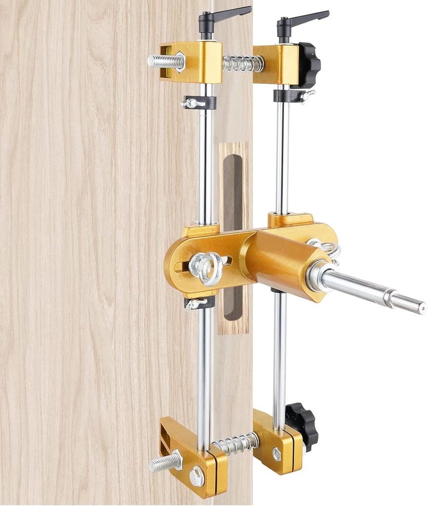 Meticuloso Door Lock Hole Opener Kit, Updated Lock Mortiser for Wooden Doors, Door Lock Installation Kit Mortising Machine Mortise Jig with 3 Drill Bits