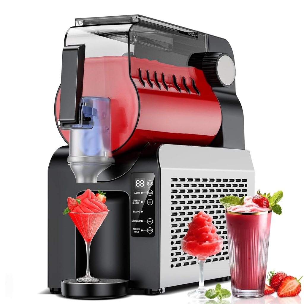 88 oz Slushie Maker Machine, No Ice Needed Frozen Drink Machine for Home 5 Smart Presets Low Noise Self-Cleaning Ideal for Smoothies, Frappés, Milkshakes, Margaritas, Cocktails, Black-Grey
