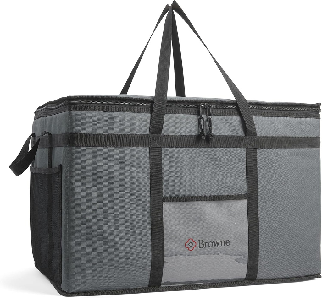Browne Foodservice Insulated Delivery Bag 23" x 15" x 14", 600D Polyester, 2-Pack