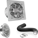 HG Power 6 Inch Exhasut Fan Kit - Metal Exhaust Fan, Stainless Steel Round Vent, 16-feet Flexible Air Ducting for Kitchen, Garage, Basement, Chicken Coop, Workshop, Greenhouse Ventilation Use