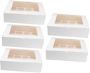 5pcs White Cupcake Box Container Cavity Muffin Window Box for Parties and Gatherings Portable Design Easy Storage for Transporting and Muffins