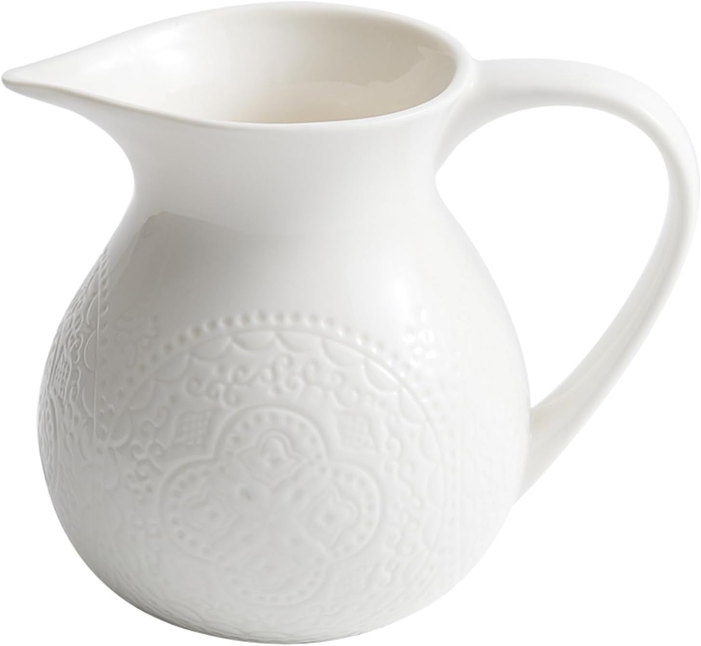Porcelain Milk Creamer Pitcher with Handle, Milk Frothing Coffee Milk Frother Cup Serving Pitcher Creative Ceramic Creamer With Handle Sauce Pitcher for Coffee and Tea