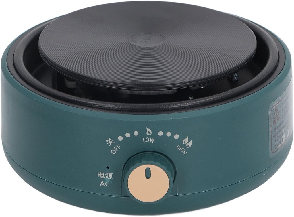 Single Hot Plate, Compact Tabletop Cast Iron Heating Plate Electric Hob Single for Home Kitchen Camping Cooking (Black)(Dark Green)