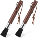 2-Pack Coffee Grinder Cleaning Brush with Natural Walnut Wood Handle and Black Boar Bristle, Coffee Bar Accessories Coffee Brush, Espresso Machine Cleaning Tool Barista Brush with Hanging Loop