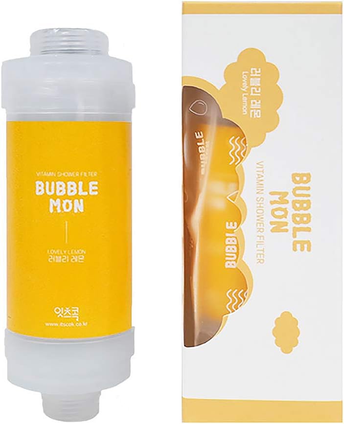 BUBBLEMON [Suitable for any shower head] Vitamin C Shower Filter,Hard Water Softener,Chlorine Free,Skin Moisturizing,AromaTherapy,Easy Installation,Brighter Skin & Hair, Made in Korea