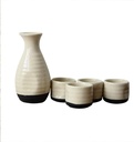 5 Piece Sake Set, Elegant White Ice Crack Glazed Ceramic Sake Cup Set, for Cold/Warm/Shochu/Tea Cups